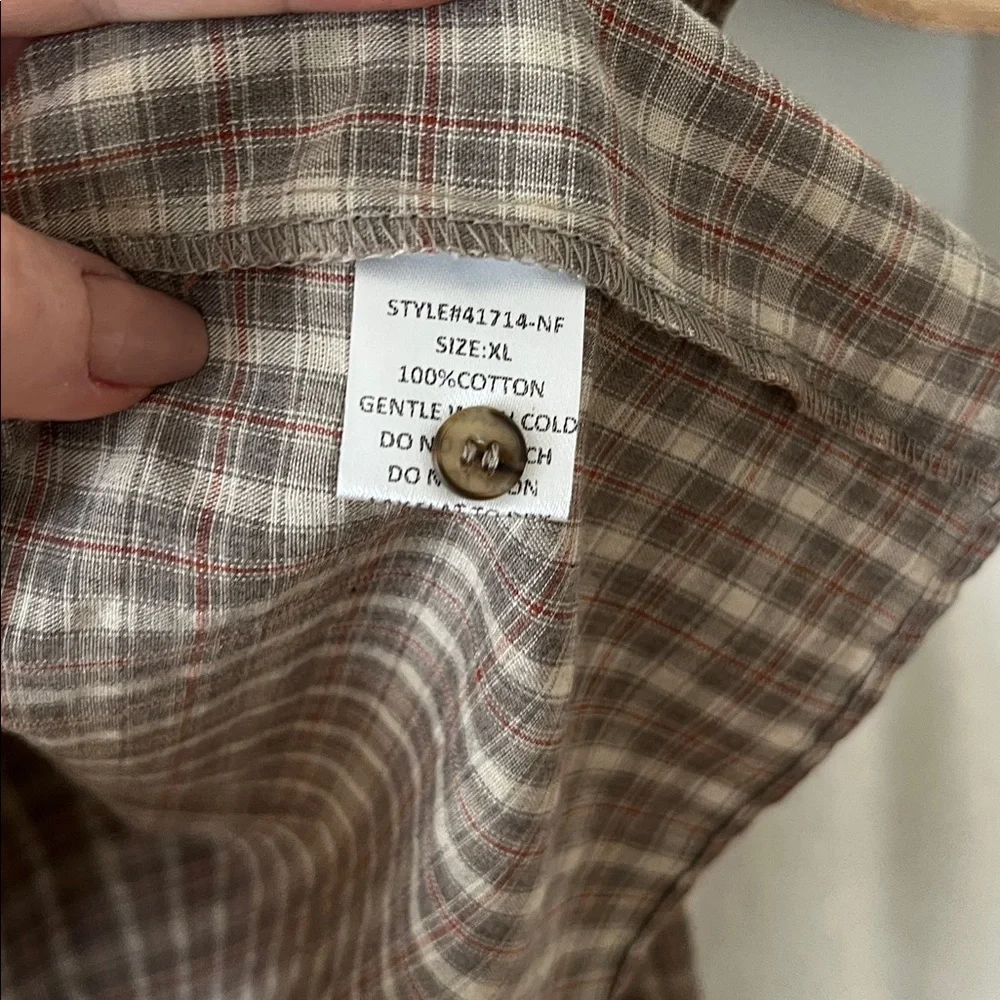 Neuflora Brown Plaid Blouse XL - Picture 3 of 4